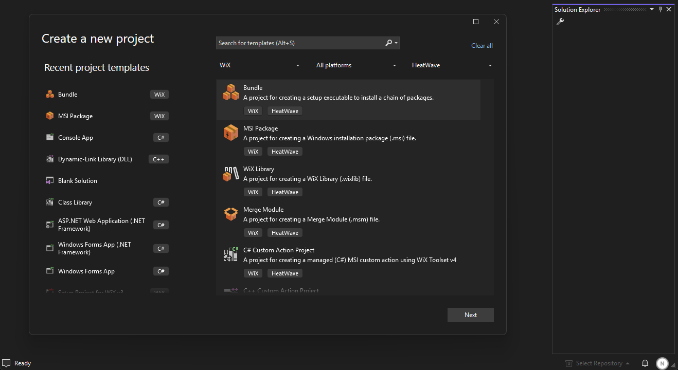 Project and item templates